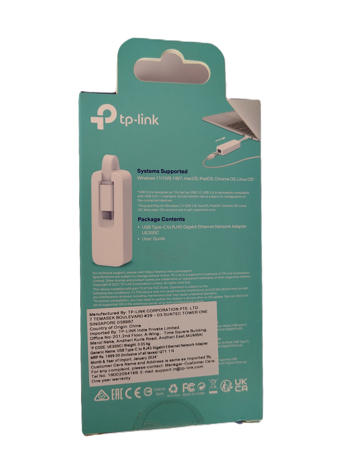 TP-Link UE300C USB Type-C to RJ45 Gigabit Ethernet LAN Adapter – 1000Mbps High-Speed Wired Network Converter for Laptops, Tablets & Smartphones - Image 2