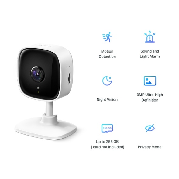 TP-Link Tapo C110 3MP Indoor Wi-Fi Security Camera with Night Vision, Motion Detection & Remote Access - Image 3